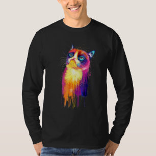 Camiseta Cuadros de pintura de gato acuarela artística