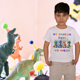 Camiseta Cuadros Dinosaurios Gracioso Grito Cuatro helados