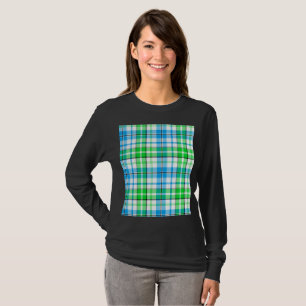 Camiseta Cuadros Escoceses Azules y Verdes Tartán Blanco 