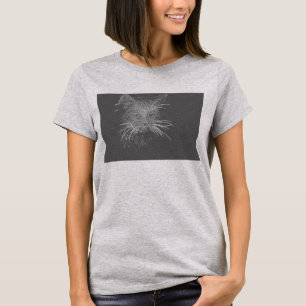 Camiseta Cuadros Funky Cat Kitten Eyes Face Sketch