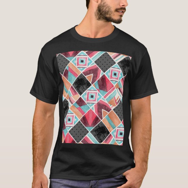 Camiseta Cuadros geométricos, acuarela (Anverso)