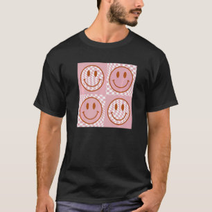 Camiseta Cuadros Happy Face Checkered Pattern Pink Smile Fa