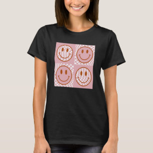 Camiseta Cuadros Happy Face Checkered Pattern Pink Smile Fa