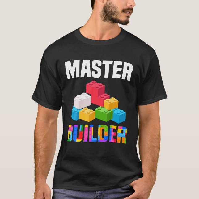 Camiseta Cuadros Master Builder Brick Builder Funny Blocks  (Anverso)