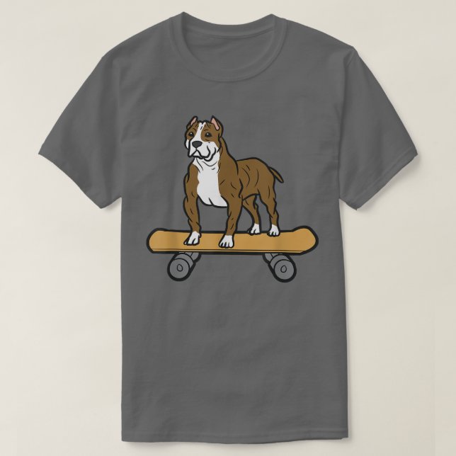 Camiseta Cuadros Skateboarding Pit Bull Funny Skater Pit Bu (Diseño del anverso)