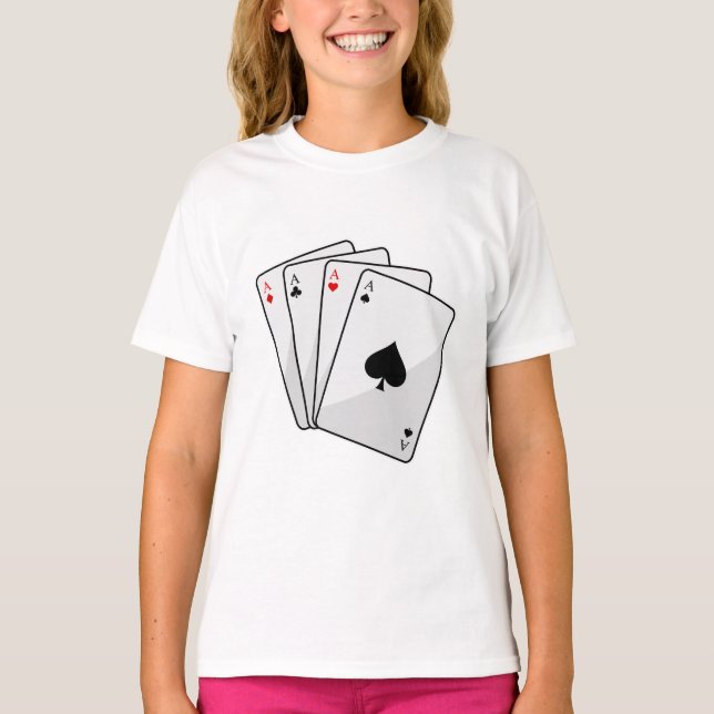 Camiseta Cuadrupletas Tarjetas de póquer Aces (Anverso)