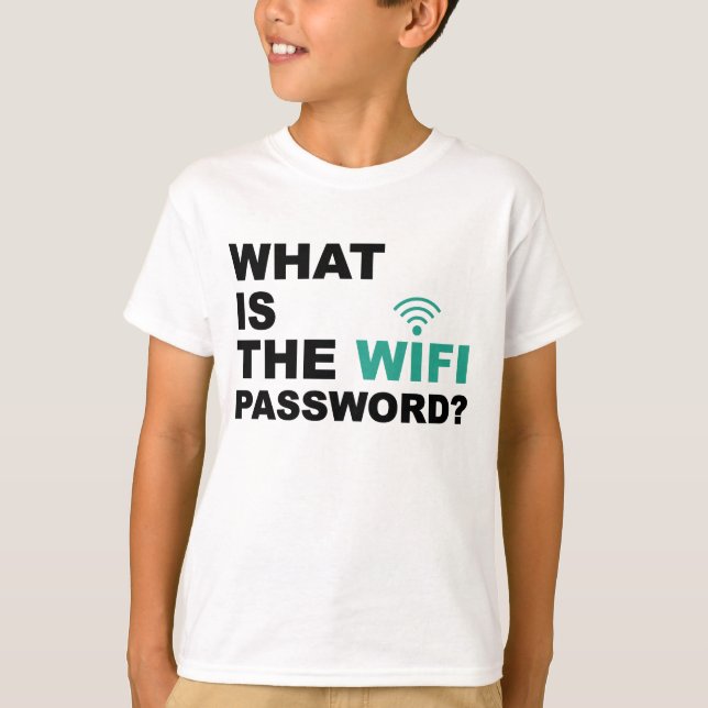 Camiseta Cuál es la contraseña de WIFI divertida (Anverso)