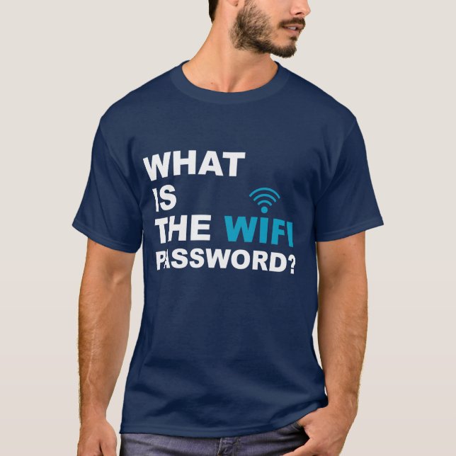 Camiseta Cuál es la contraseña de WIFI divertida (Anverso)