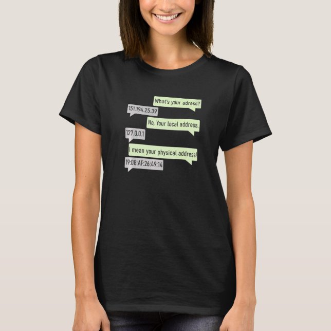 Camiseta ¿Cuál es tu dirección 151 194 25 Soy un programado (Anverso)