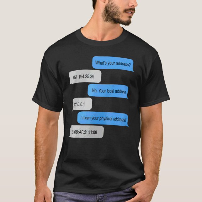 Camiseta ¿Cuál es tu dirección en tus contenedores de direc (Anverso)