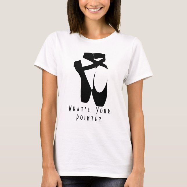 Camiseta ¿Cuál es tu puntería? Zapatos de ballet negro en p (Anverso)