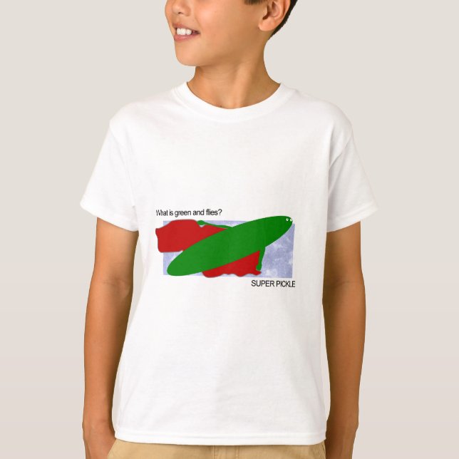 Camiseta ¿Cuál es verde y vuela? ¡Salmuera estupenda! (Anverso)