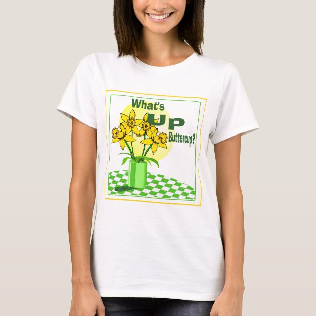 Camiseta Cuál está encima de ranúnculo (Anverso)