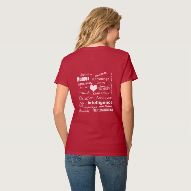 Camiseta Cualidades de un Médico Asistente de Corazón Blanc (Reverso completo)
