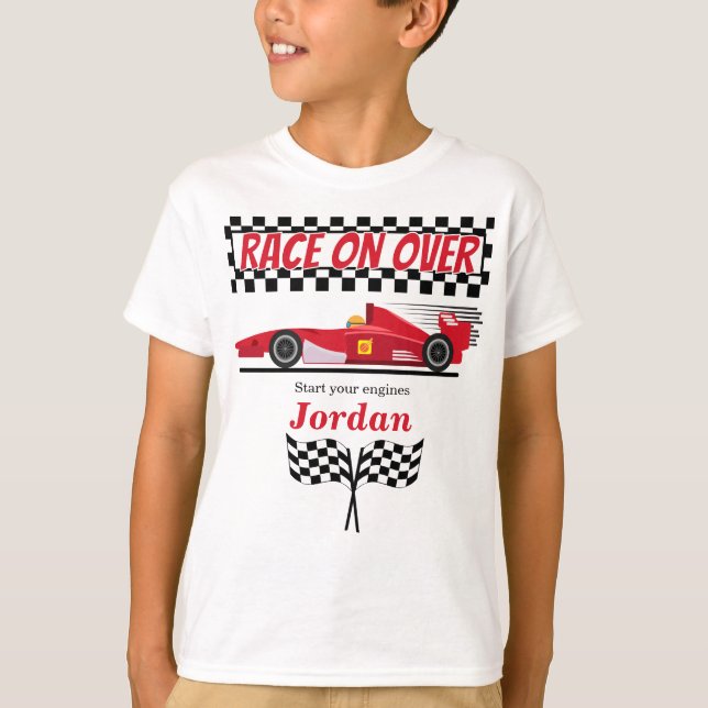 Camiseta Cualquier carrera de coche de Fórmula Roja de Cump (Anverso)