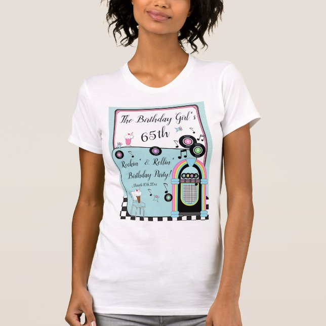Camiseta Cualquier edad, cumpleaños de Diner de los años 50 (Anverso)
