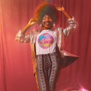 Camiseta Cualquier edad Cumpleaños Retro Hot Pink Disco Bal