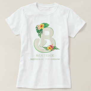 Camiseta Cualquier letra de flor tropical monogramo hojas d