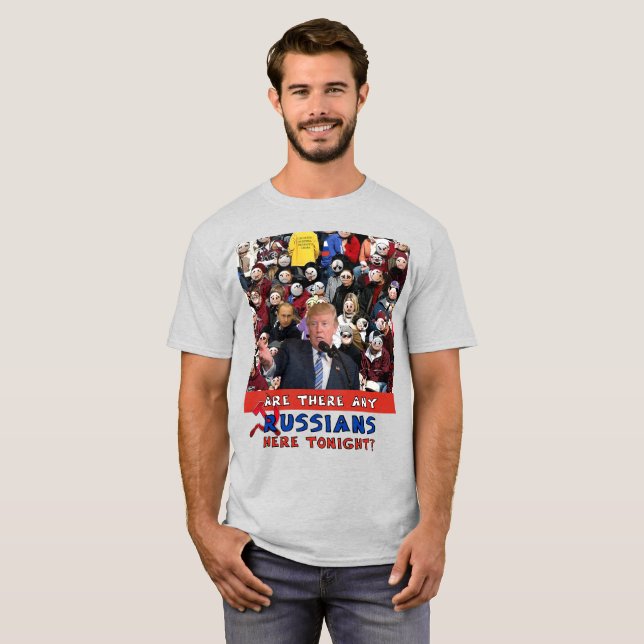 Camiseta Cualquier ruso, mitin de Trump, Trump, Rusia, Emoj (Anverso completo)