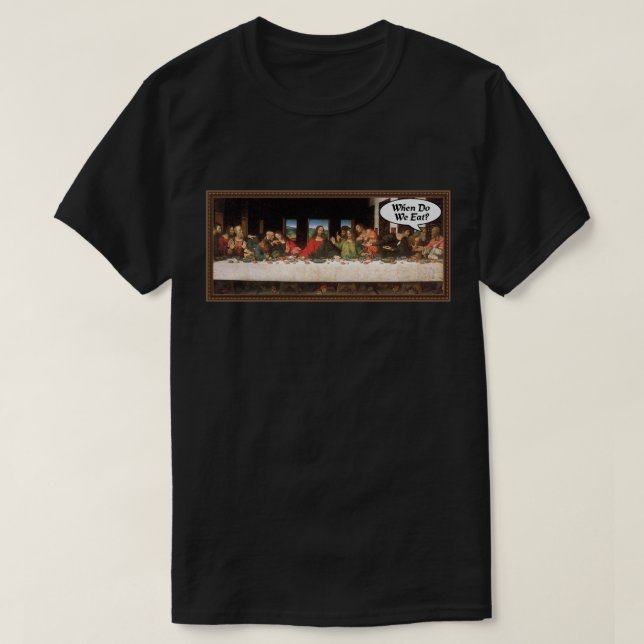 Camiseta ¿Cuándo Comemos? - Divertida Cena de Navidad de la (Diseño del anverso)