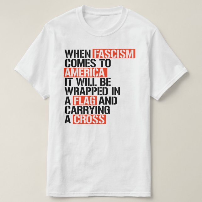 CAMISETA CUANDO EL FASCISMO VIENE A ESTADOS UNIDOS (Diseño del anverso)