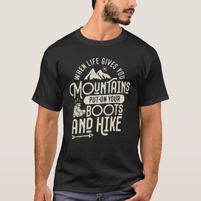 Camiseta Cuando la vida te da montañas, senderismo y motiva (Anverso)