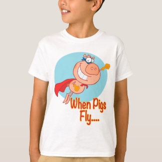 Camiseta cuando los cerdos vuelan súper héroe volando cerdo