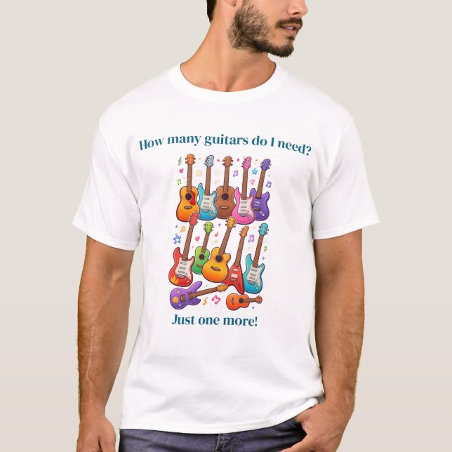 Camiseta ¿Cuántas guitarras necesito? (Anverso)