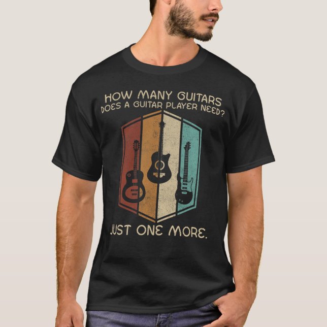 Camiseta Cuántos Guitats Para Los Hombres Guitarra Música (Anverso)