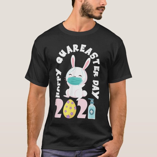 Camiseta Cuarentena de Conejo Cuta Feliz Día de Pascua Huev (Anverso)