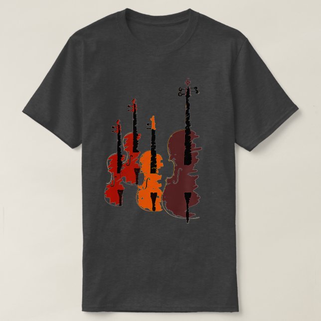 Camiseta Cuarteto de cuerdas con violines Viola y Cello (Diseño del anverso)