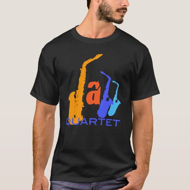 Camiseta Cuarteto de Jazz Cartas de Saxofones Tee (Anverso)