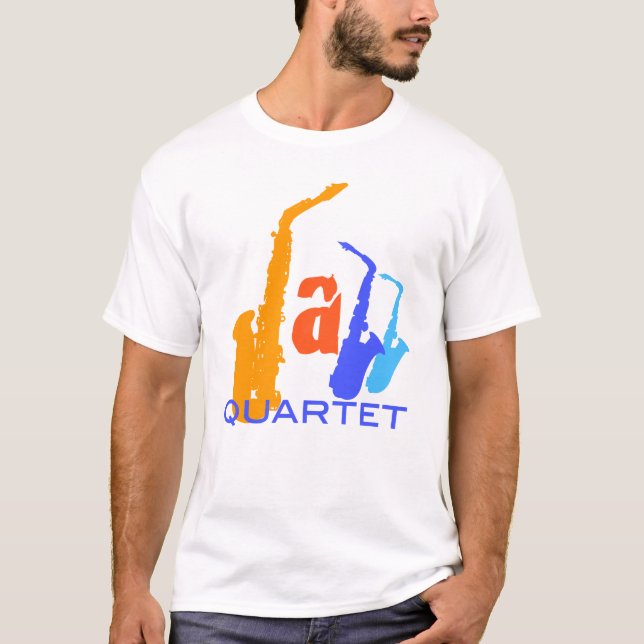 Camiseta Cuarteto de Jazz Cartas de Saxofones Tee (Anverso)