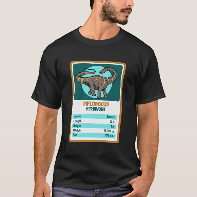 Camiseta Cuarteto Tarjeta Diplodocum Dinosaur Fact (Anverso)