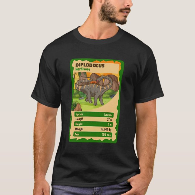Camiseta Cuarteto Tarjeta Diplodocum Dinosaur Fact (Anverso)