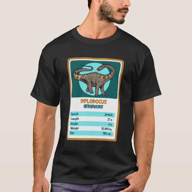 Camiseta Cuarteto Tarjeta Diplodocum Dinosaur Fact (Anverso)