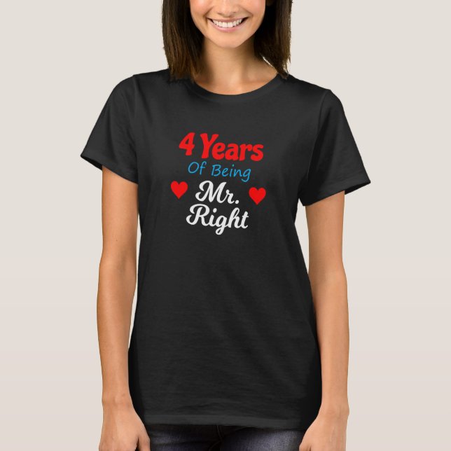 Camiseta Cuarto aniversario Boda para Hombres Sr. Right Hus (Anverso)