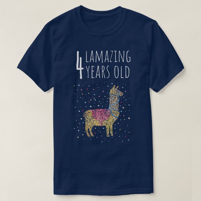 Camiseta Cuarto Cumpleaños Cuatro 4 Lama Alpaka (Diseño del anverso)