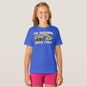 Camiseta Cuarto cumpleaños del niño que cavaré siendo cuatr