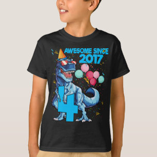 Camiseta Cuarto cumpleaños impresionante desde dinosaurio 
