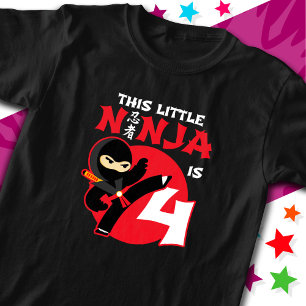 Camiseta Cuarto Cumpleaños Niño De 4 Años Fiesta Ninja 4