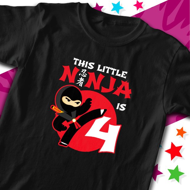 Camiseta Cuarto Cumpleaños Niño De 4 Años Fiesta Ninja 4 (Subido por el creador)