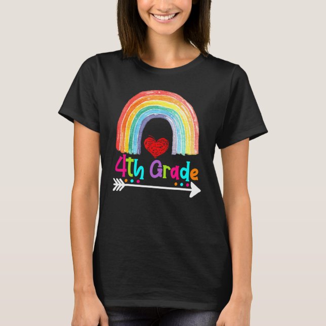 Camiseta Cuarto grado Chicas arcoiris Equipo de profesores  (Anverso)
