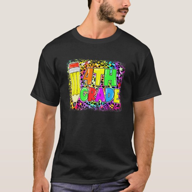 Camiseta Cuarto Grado De Vuelta A La Escuela Leopard Pencil (Anverso)