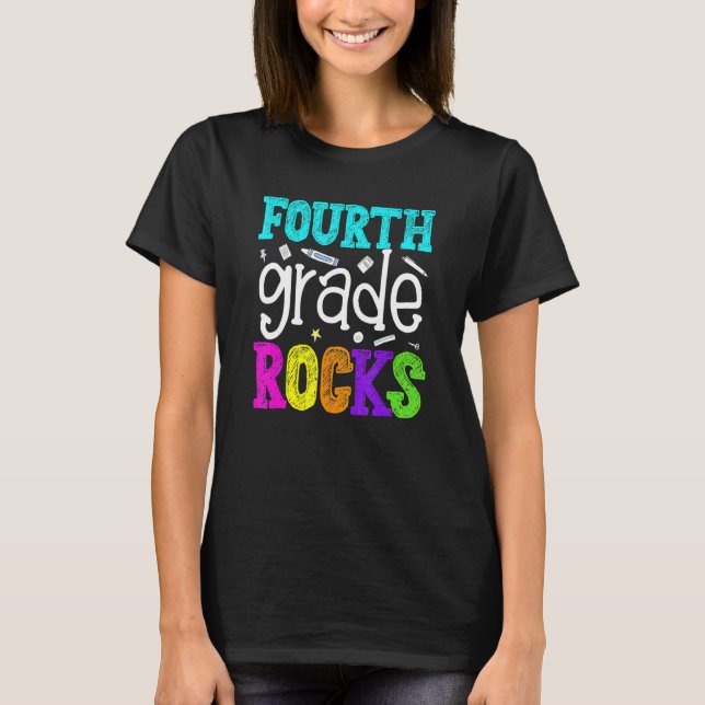 Camiseta Cuarto Grado Rocks 4º Grado Feliz Primer Día (Anverso)
