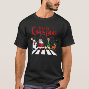 Camiseta Cuato Elf Santa y Snowman Road Feliz Navidad Ho
