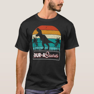 Camiseta Cuatro A Saurus Cumpleaños Rex Dino de 4 años 4º D