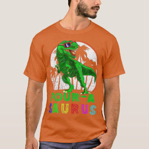 Camiseta Cuatro a Saurus cumpleaños T Rex 4 años Dino 4D