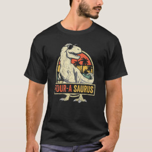 Camiseta Cuatro Aniversario De Saurus T Rex Dinosaurio De 4