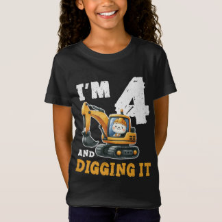 Camiseta Cuatro años, cuarto cumpleaños, niño de construcci
